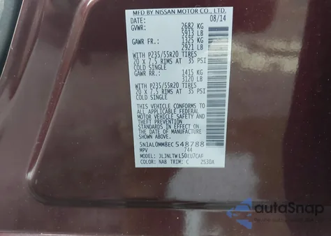 2014 Infiniti Qx60 from USA, damaged, VIN 5N1AL0MM8EC548788